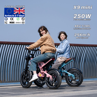 Vélo électrique compact à pneus larges KOOLUX X9 Mini 48V 13Ah 250W 16x4.0 pour adolescents et adolescentes, autonomie 80 km, freins à disque, IP54, CE, DOC, Pologne, OEM X9 MIN