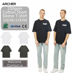 T-Shirt Unisex in Cotone 230GSM, Manica Corta, Tinta Unita, <span class=keywords><strong>Taglie</strong></span> Grandi, Nero e Bianco, Top Basic per Giovani e Uomini - Product Image 1