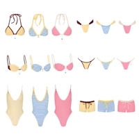 Ensembles de bikinis personnalisés écologiques multi-styles avec garniture contrastante et breloques suspendues, maillots de bain pour femmes, shorts à cordon de serrage, maillot de bain une pièce