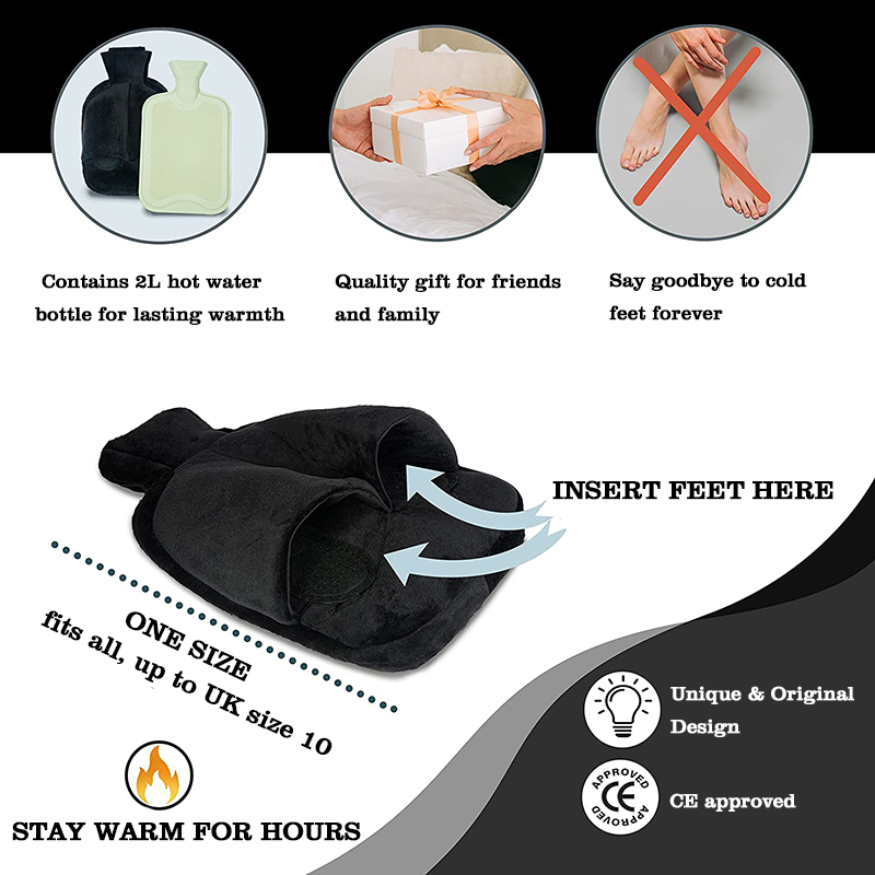 high quality manufacturer custom hot water bag rubber and fluffy hot water bottle foot warmer cover