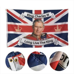Aozhan 2023 Grande-Bretagne Royaume-Uni Couronnement Roi Charles III Troisième Drapeaux d'impression numérique double face personnalisés 3X5ft Bannières promotionnelles - Product Image 3