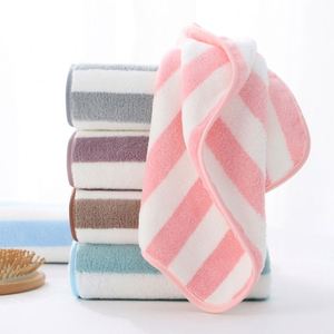Wholesale Custom Logo Eco-Friendly Quick-Dry Ultra-Soft Ultra-Fine Fiber Coral Face <b>Towel</b> Striped <b>Pattern</b> Square Design Hotel - Product Image 4