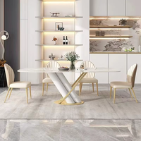 Ensemble de meubles de salle à manger durables pour intérieur et extérieur, hôtel, café, restaurant, 6 places, en pierre frittée, extensible, assemblé