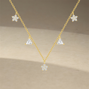 Collier pendentif cœur scintillant en zircon tendance Star S925 pour fille - Product Image 4