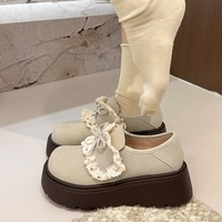 Mocassins Femme Nouveauté Printemps 2026 Style Rétro Forêt, Semelle Épaisse, Entièrement Enveloppés, Rehaussant la Taille pour Femmes de Petite Taille