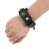 Bracelet en paracorde tactique de survie pour homme, réglable 6-en-1, avec lumière LED SOS, boussole et allume-feu