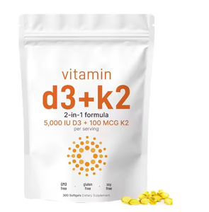 Integratore in Capsule Softgel di <span class=keywords><strong>Vitamina</strong></span> <span class=keywords><strong>D3</strong></span> K2 con Olio di Cocco, Etichetta Privata, per Rafforzare il Sistema Immunitario - Product Image 1