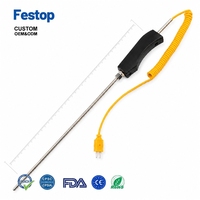 WRNK-187 K Type Armored Handheld Thermocouple Stainless Steel Probe Sensor Suhu Tinggi untuk Aluminium Cair, Seng, Air