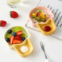 Petite coupelle en céramique mignonne et créative en forme de crème glacée, pour sauce, assaisonnement et fondue, usage domestique