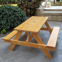 Juego de mesa y silla de pícnic de gran oferta, juego de comedor al aire libre de madera maciza de teca, estilo rústico para proyectos de Villa Resort Hotel
