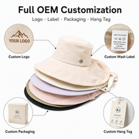 Sombrero de Pescador Personalizado con Logotipo para Mujer, Sombrero de Sol de Algodón con Ala Ancha, Protección UV, Correa Ajustable para la Barbilla, Sombrero de Playa