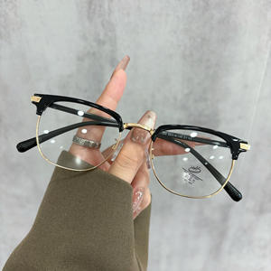 31269 Montura de gafas unisex de medio aro ovaladas con lentes de PC anti luz azul para protección de la visión de cerca - Product Image 2