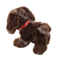 Plüsch 25 cm brauner Hund benutzer definierte Hunde puppe Stofftier Spielzeug Großhandel Plüsch Gefüllte Hund Tier Spielzeug mit Halsband Stickerei