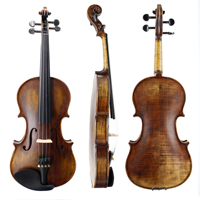 Violon d'étudiant de qualité professionnelle, flammé, avec cordes, archet et étui