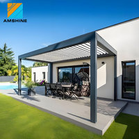 Pérgola Motorizada de Aluminio con Techo de Láminas, Sistema de Sombreado para Exteriores, Gazebo Impermeable para Patio, para Uso Comercial en Restaurantes