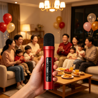 Microphone de karaoké capacitif Bluetooth 5.0, mini microphone portable pour enregistrement en direct avec changeur de voix DSP et retour d'écouteurs