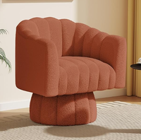 Chaise pivotante à 360 ° en velours côtelé-Fauteuil rembourré moderne pour salon, chambre à coucher, bureau