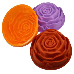 Large Reusable Non-stick Rose Shaped <b>Cake</b> Cup Flower Silicone Baking Muffin Pastry <b>Molds</b> - Product Image 3