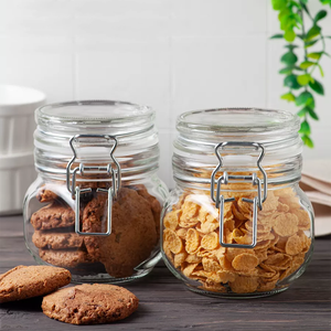 Toples penyimpanan dapur, tutup kaca berengsel kedap udara, segel karet, wadah penyimpanan tutup kaca, tutup segel baja anti karat - Product Image 2