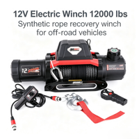 Treuil électrique 12V 12000 Lbs à double vitesse avec corde synthétique, treuil de récupération pour camion, SUV, Jeep, 4x4, tout-terrain, remorquage