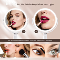 Miroir de maquillage à LED avec 3 couleurs de lumière, luminosité réglable, hauteur réglable, extensible, miroir de table