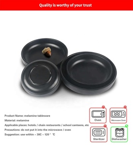 Cubierta Redonda de Melamina para Platos de Arroz, Plato de Plástico con Hilo, <span class=keywords><strong>Porcelana</strong></span> Japonesa, como Vajilla Negra Esmerilada, Olla Caliente para Buffet - Product Image 6