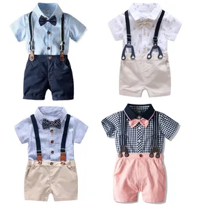 RTS Newest 2Pcs Toddler Boy Gentleman Party Romper Dress Clothes Kids Baby Boy Wedding Wear Clothes Set for Kids Boys One Year