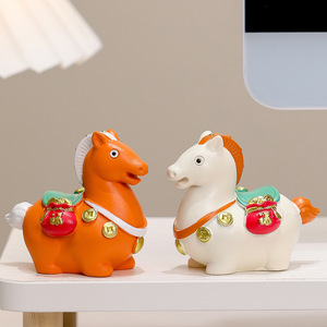 2026 Horse Year LUCKY Horse for Bag Resin Figure Ornament for Home Office Desktop Decor New Years Souvenir Gifts Toy