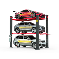 Elevador de Autos de 4 Postes y Triple Nivel, Capacidad de 5500 Libras por Nivel, Apilador de Tres Autos para Uso en Garajes
