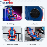 Chaise de jeu de luxe E-Sports avec repose-pieds accoudoir moderne pivotant ergonomique en cuir PU inclinable caractéristiques de massage en métal