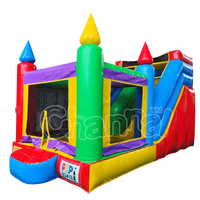 Château gonflable coloré avec toboggan sec, salle de saut intérieure, mur d'escalade, maison de jeu et trampoline gonflable pour enfants - Vente en gros