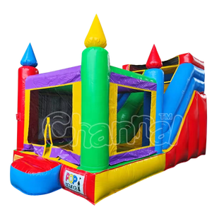 Château gonflable coloré avec toboggan sec, salle de saut intérieure, mur d'<span class=keywords><strong>escalade</strong></span>, maison de jeu et trampoline gonflable pour enfants - Vente en gros - Product Image 1