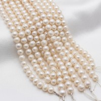 Vente en gros de perles de culture d'eau douce naturelles blanches de qualité 1A, 8-9 mm, ondulées, en forme de pomme de terre, pour la fabrication de bijoux faits main