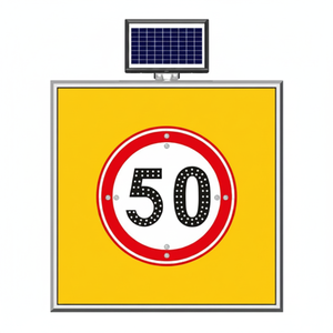 Panneau de signalisation routière LED solaire 50 km/h 100 x 100 cm – Avertissement et alerte de sécurité - Product Image 4