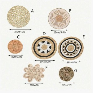 Panier <span class=keywords><strong>mural</strong></span> rond en rotin tressé style bohème, décoration murale suspendue tissée à la main, art <span class=keywords><strong>mural</strong></span> tressé pour salon, chambre à coucher, décoration de maison de style farmhouse - Product Image 2