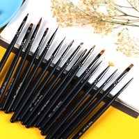 Kit d'outils de manucure complet 16-en-1 avec poils synthétiques doux, virole en cuivre antirouille et manche en bois pour salon et usage domestique