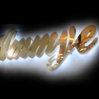 Enseigne LED, enseigne lumineuse LED, enseigne personnalisée avec logo, lettres lumineuses en acier inoxydable doré, enseigne murale LED pour salon de beauté