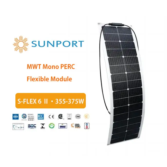 350W Waterdichte Sunpower Monokristallijne Semi Flexibele Buigbare Zonnepaneel Kit Oplader Off-Grid Voor Rv Boot Marine