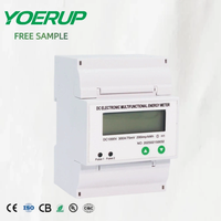 Meteran Energi Multifungsi Elektronik DC 2 Kawat 4P 300A 1000V DIN Rail Meteran Energi Digital LCD untuk Sistem Tenaga Surya