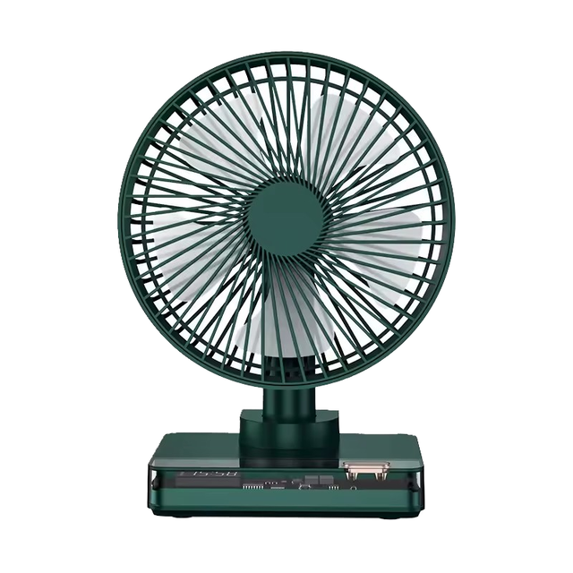 New Desktop Mini Clock Oscillating Fan USB Rechargeable Turbo Strong Wind Car Air Circulation LED Screen Display
