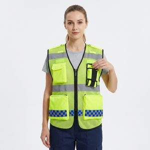 Chaleco de Seguridad de Alta Visibilidad con Franjas Reflectantes, Material de Poliéster/Algodón Negro y Amarillo, Ropa de Trabajo para Hombre, Uniforme de Guardia, Verano - Product Image 2