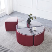 Table Basse Européenne Au Design Minimaliste Dessus De Table D'appoint En Verre Trempé Avec Siège Doux Salon