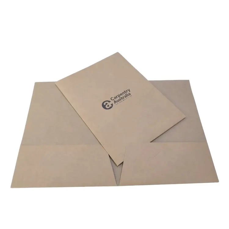 Cartella A4 portadocumenti cartella presentazione patta carta Kraft 100% marrone riciclato cartella ufficio Design a due tasche