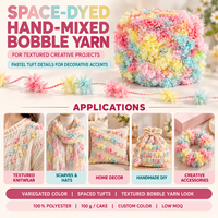 Fil fantaisie touffeté ombré à pompons, couleur bonbon pastel, moelleux, pour coussin au crochet et punch needle DIY, faible MOQ, vente en gros