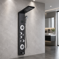 Robinet de douche thermostatique mural en acier inoxydable moderne DMAN EC-1043 avec affichage LED et poignée unique, pommeau de douche rectangulaire