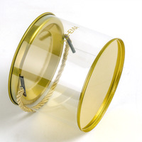 Boîte en plastique en acétate de PET, boîte ronde en forme de cylindre, boîte à biscuits, emballage alimentaire personnalisé, cylindre transparent avec poignée