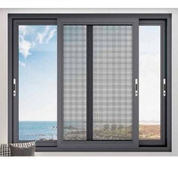 Schmalprofiliges Aluminium-Glasfenster Gebürstetes Satin-Schiebefenster Modernes Dunkelgrau Beschichtetes Fenster