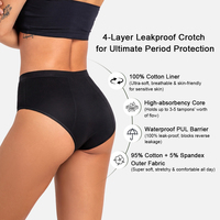Culottes menstruelles réutilisables en coton pour femmes, grandes tailles, respirantes, absorbantes, anti-fuites, écologiques, durables, sans PFAS, personnalisables en gros