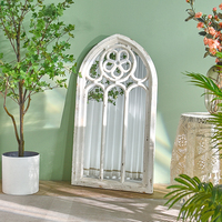 Grand miroir mural blanc écologique avec cadre en bois, style rustique campagnard européen, orné baroque, épaisseur 5,0 mm, ART NEST
