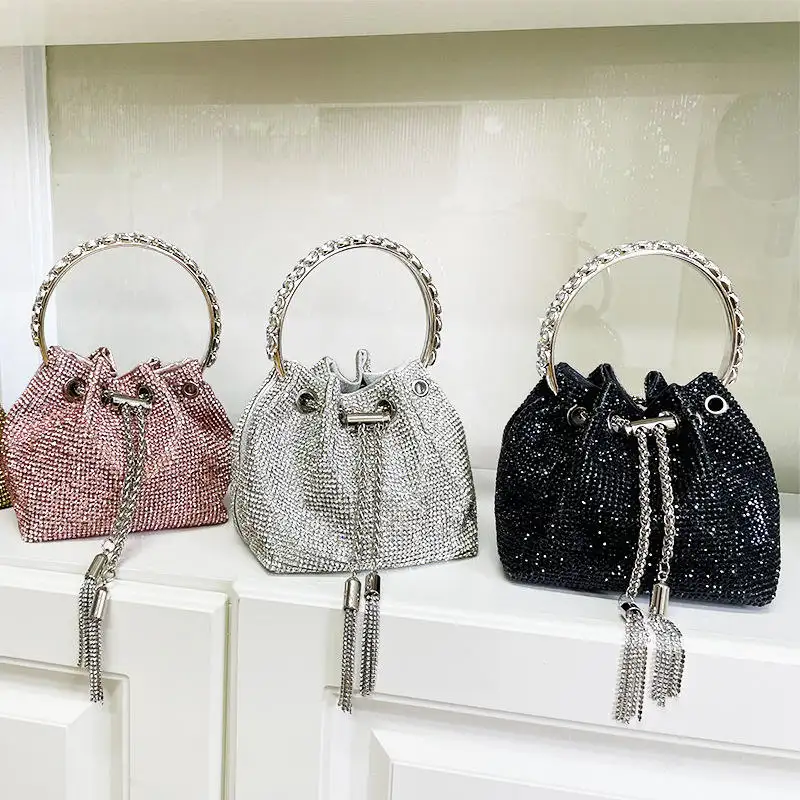 2023 Luxus Design Damen Clutch Crystal Diamond Bucket Bag Mode Kupplungen und Abend taschen für Frauen